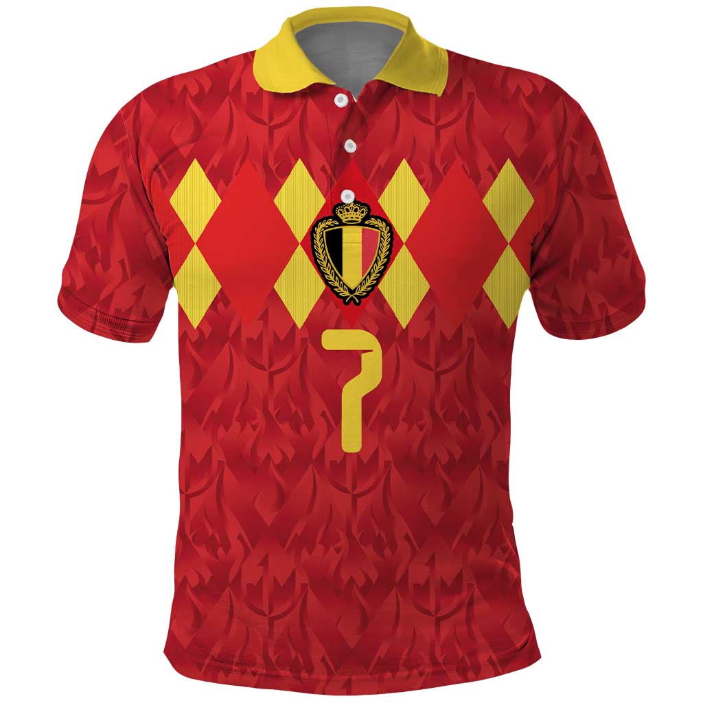 Custom Belgium Football Polo Shirt Fiery Devil Motif