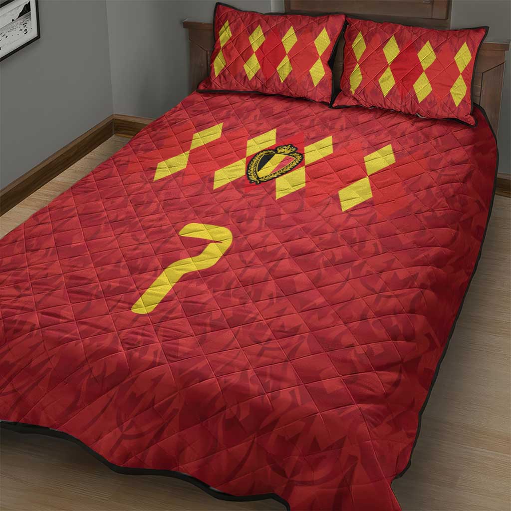 Custom Belgium Football Quilt Bed Set Fiery Devil Motif