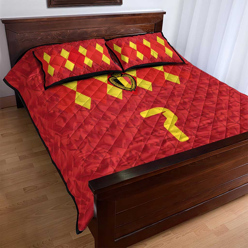 Custom Belgium Football Quilt Bed Set Fiery Devil Motif