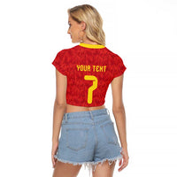 Custom Belgium Football Raglan Cropped T Shirt Fiery Devil Motif