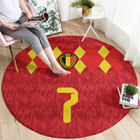 Custom Belgium Football Round Carpet Fiery Devil Motif