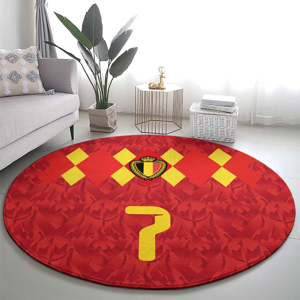 Custom Belgium Football Round Carpet Fiery Devil Motif