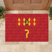 Custom Belgium Football Rubber Doormat Fiery Devil Motif