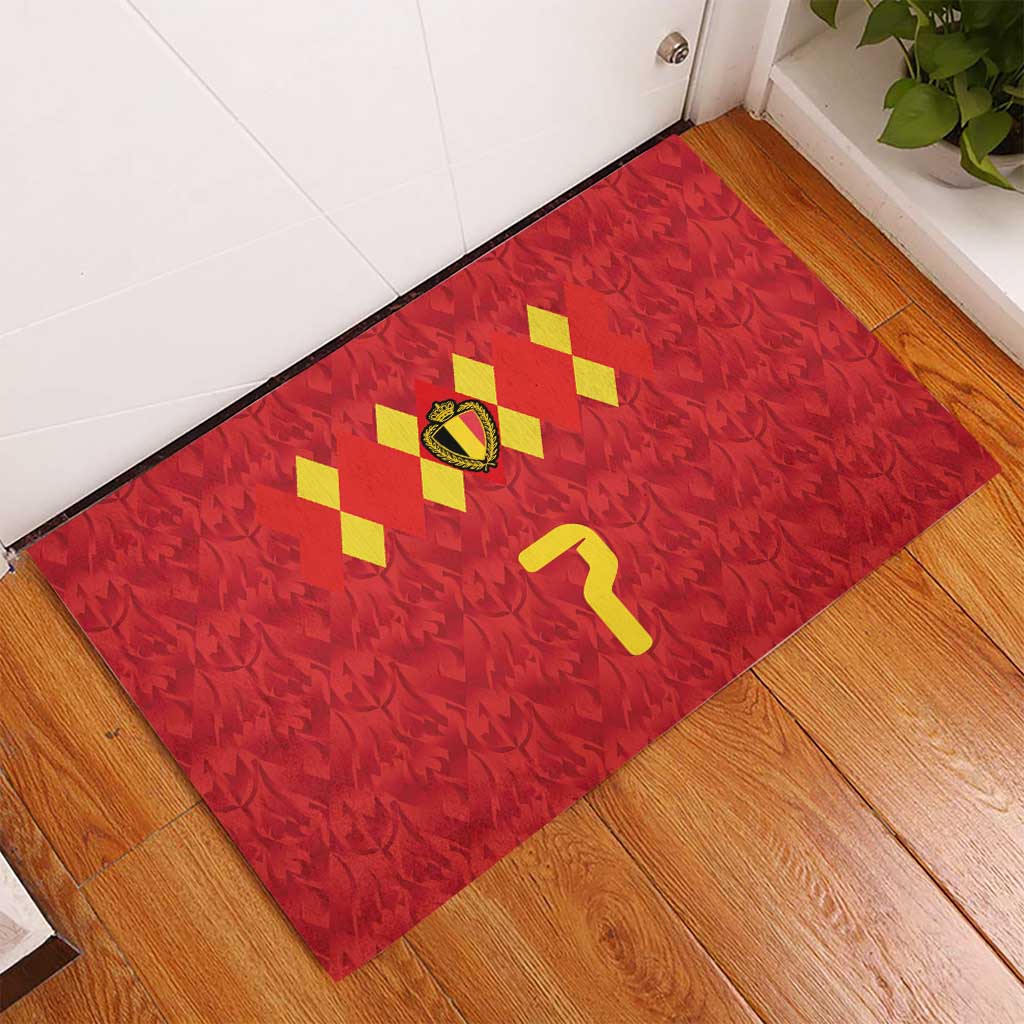 Custom Belgium Football Rubber Doormat Fiery Devil Motif