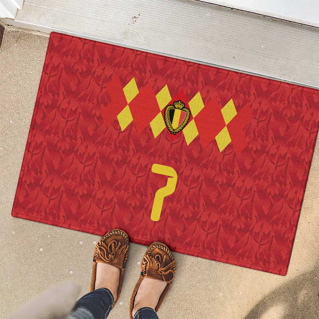 Custom Belgium Football Rubber Doormat Fiery Devil Motif