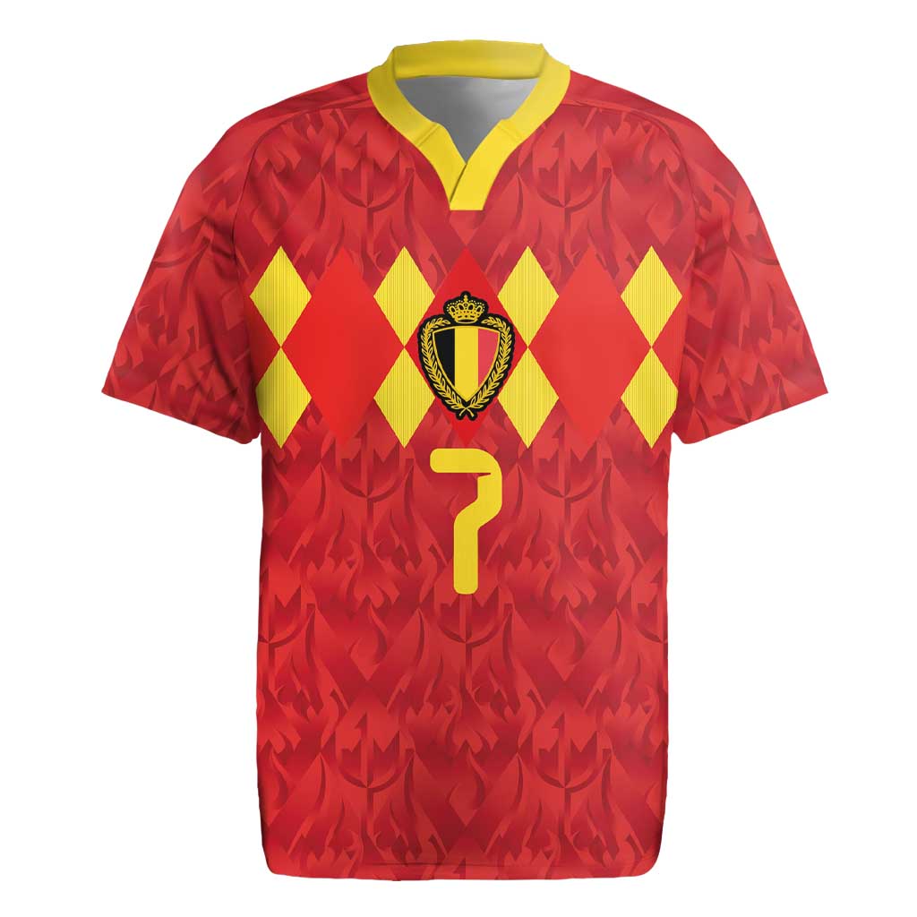 Custom Belgium Football Rugby Jersey Fiery Devil Motif