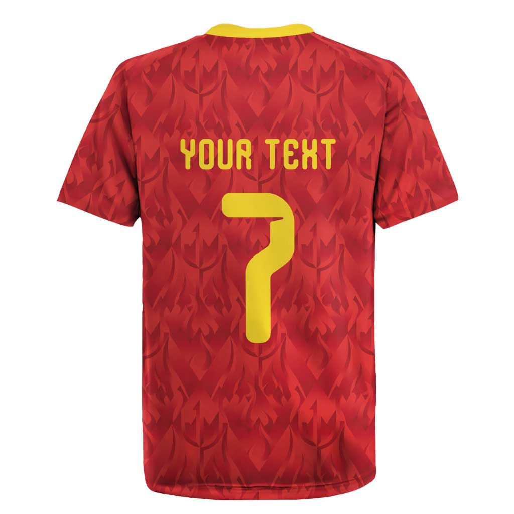 Custom Belgium Football Rugby Jersey Fiery Devil Motif
