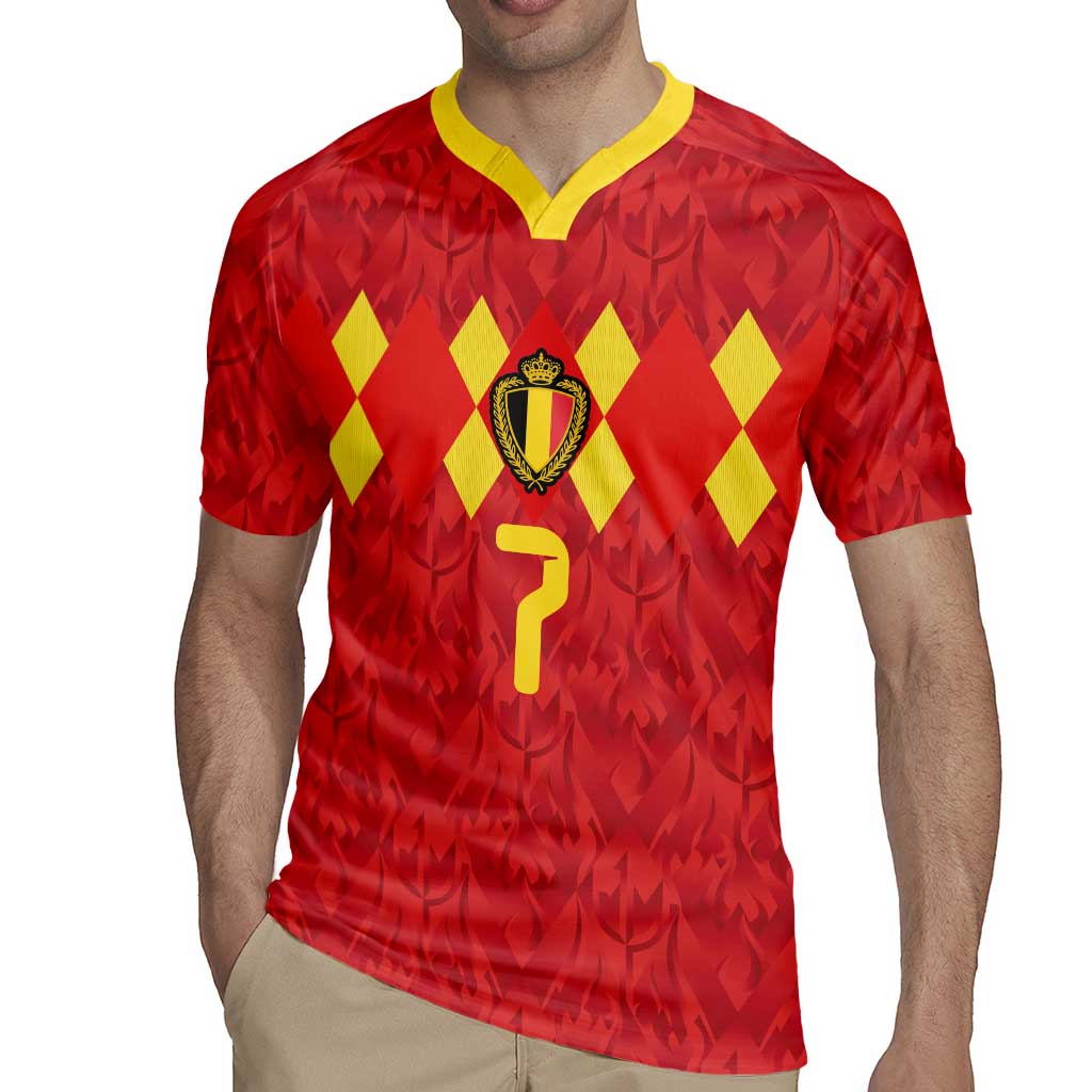 Custom Belgium Football Rugby Jersey Fiery Devil Motif