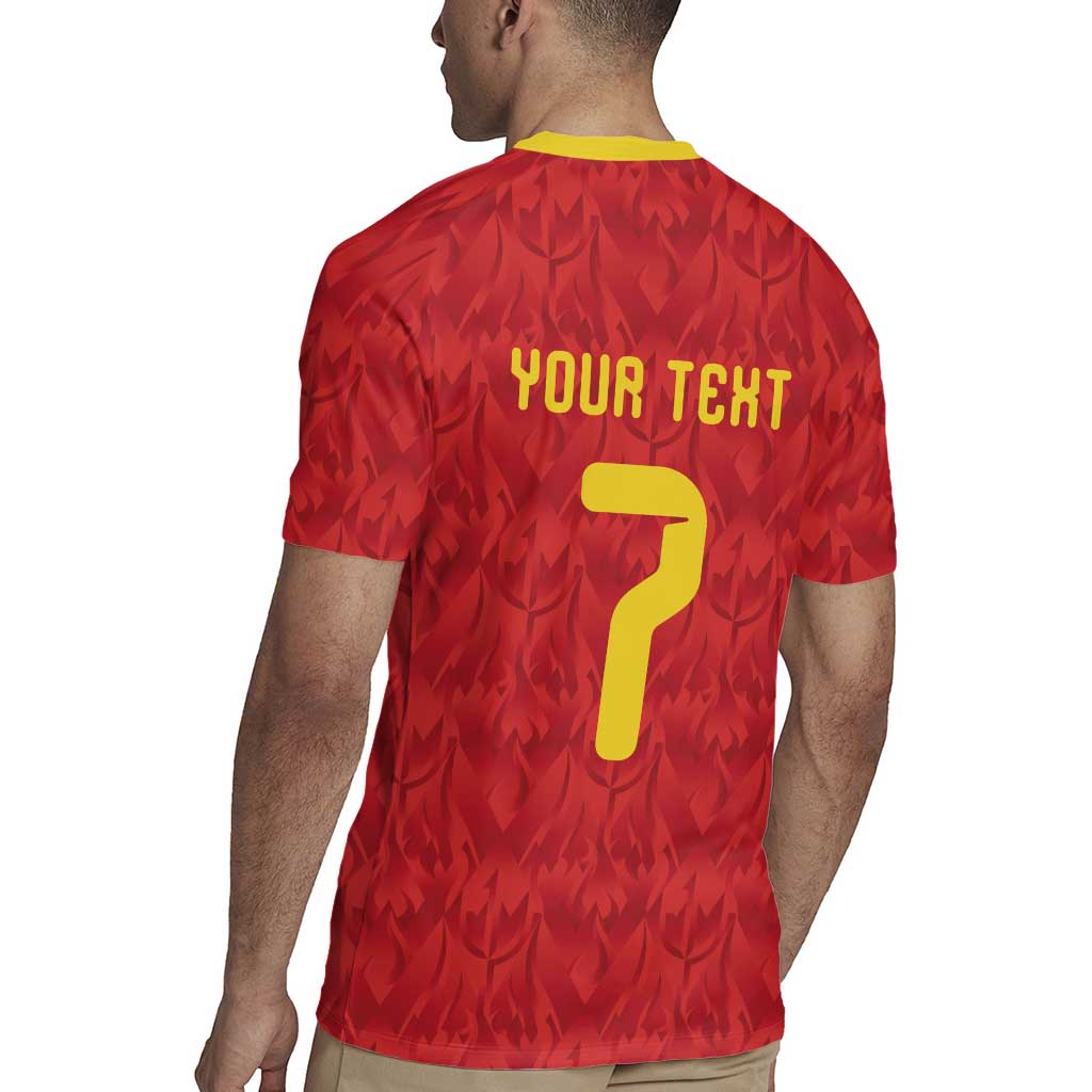 Custom Belgium Football Rugby Jersey Fiery Devil Motif