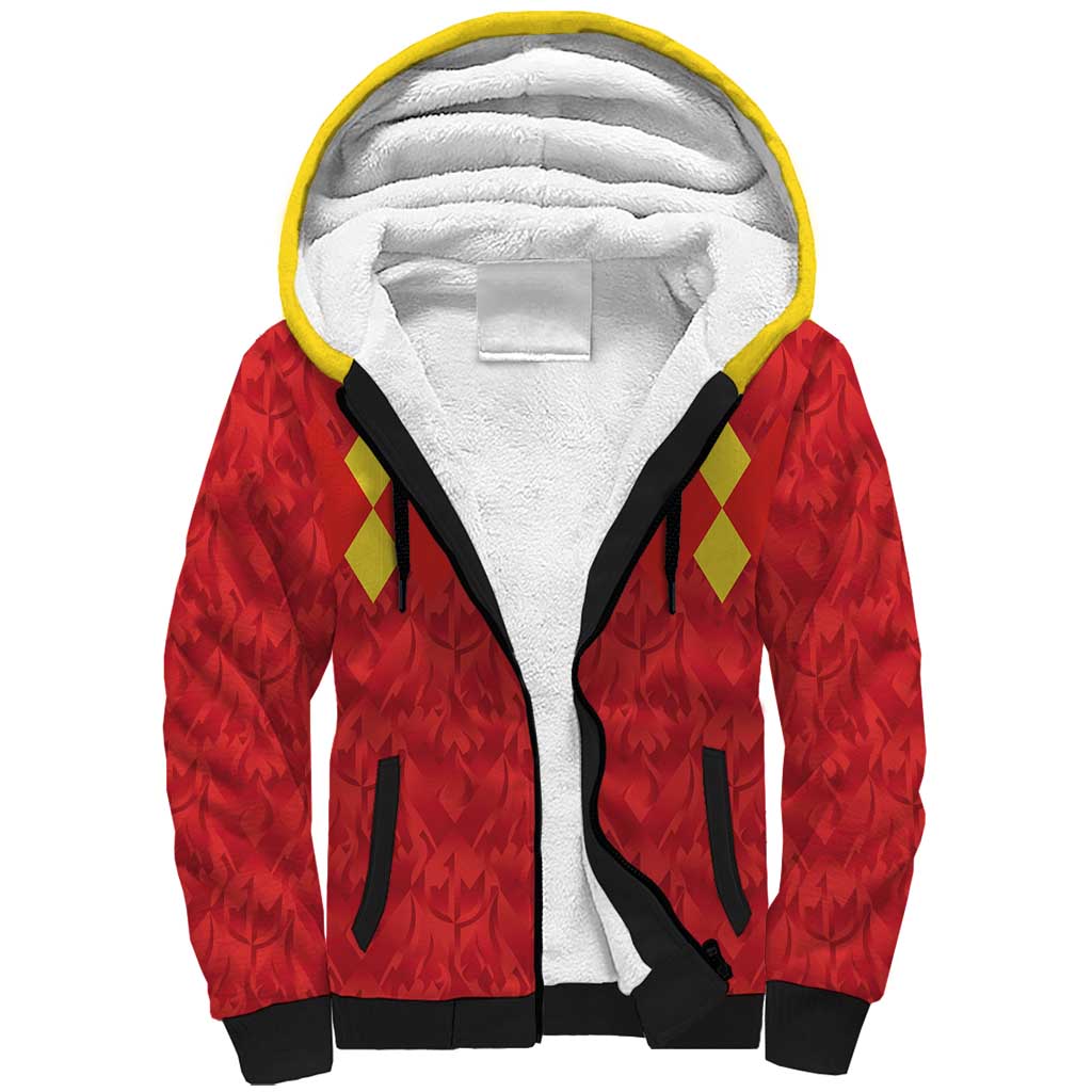 Custom Belgium Football Sherpa Hoodie Fiery Devil Motif