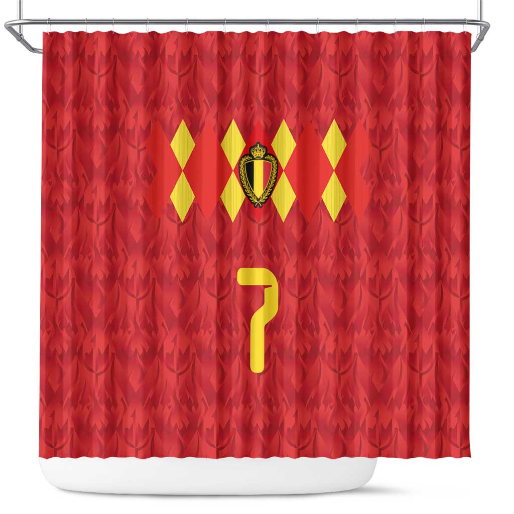 Custom Belgium Football Shower Curtain Fiery Devil Motif