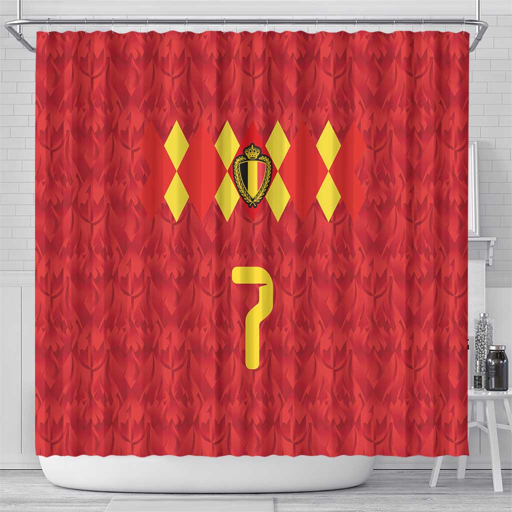 Custom Belgium Football Shower Curtain Fiery Devil Motif
