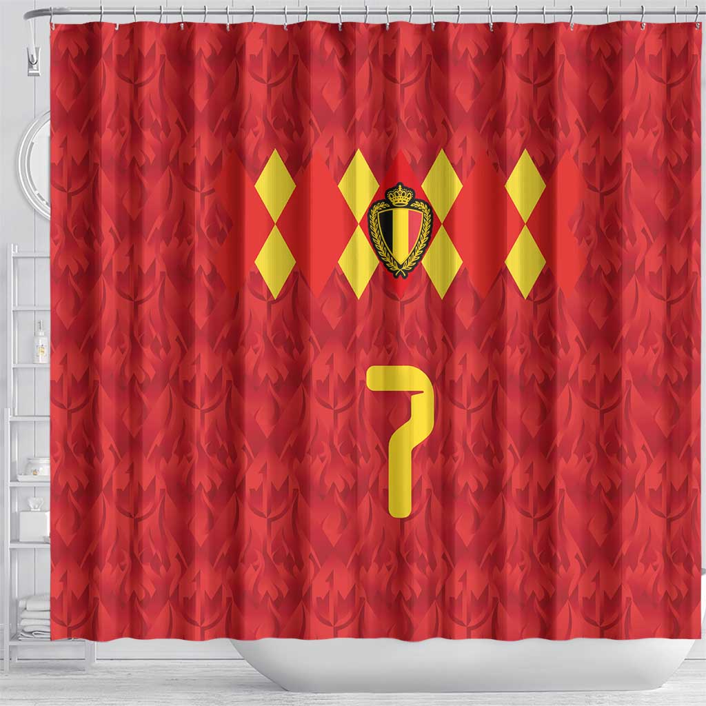 Custom Belgium Football Shower Curtain Fiery Devil Motif