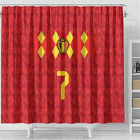Custom Belgium Football Shower Curtain Fiery Devil Motif