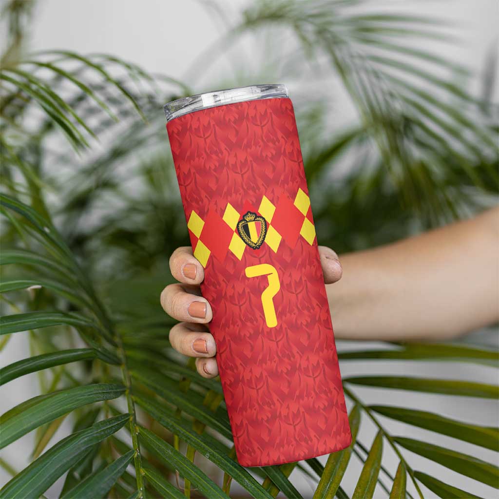 Custom Belgium Football Skinny Tumbler Fiery Devil Motif