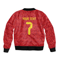Custom Belgium Football Sleeve Zip Bomber Jacket Fiery Devil Motif