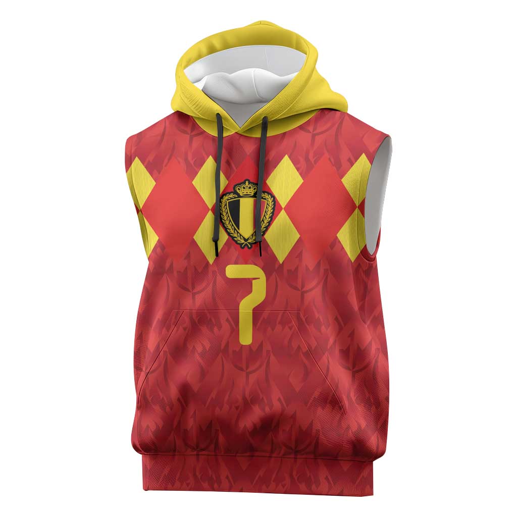 Custom Belgium Football Sleeveless Hoodie Fiery Devil Motif
