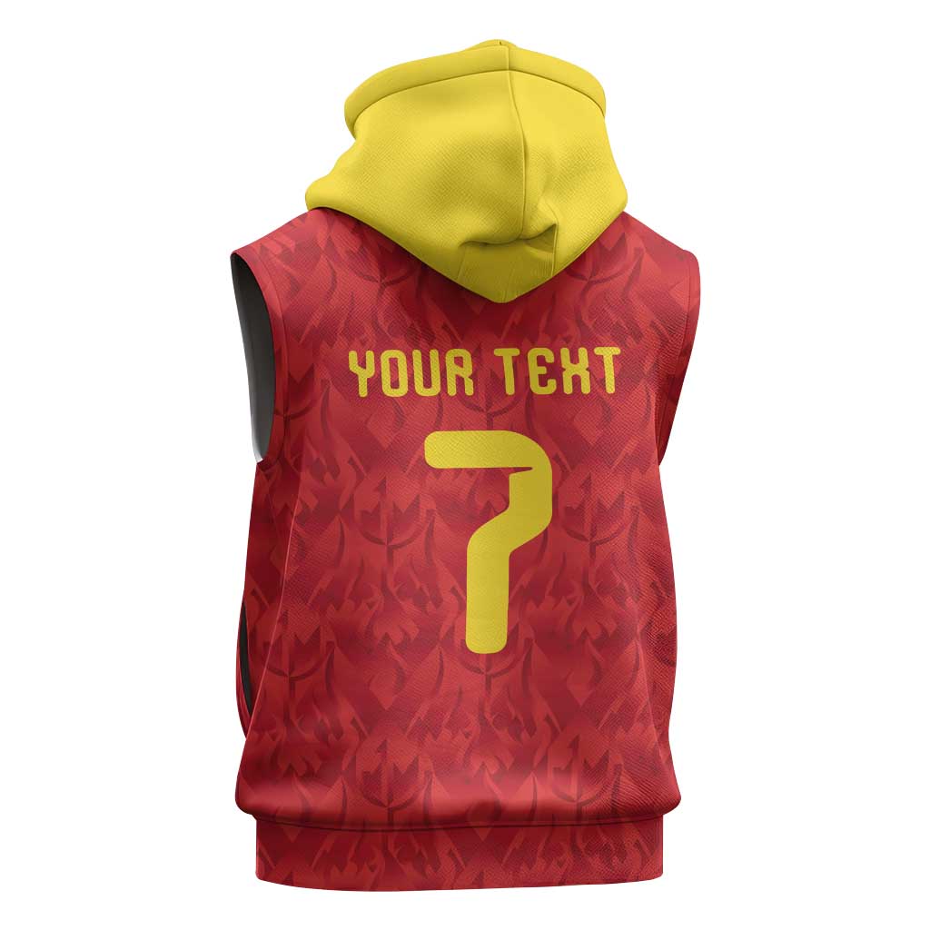 Custom Belgium Football Sleeveless Hoodie Fiery Devil Motif