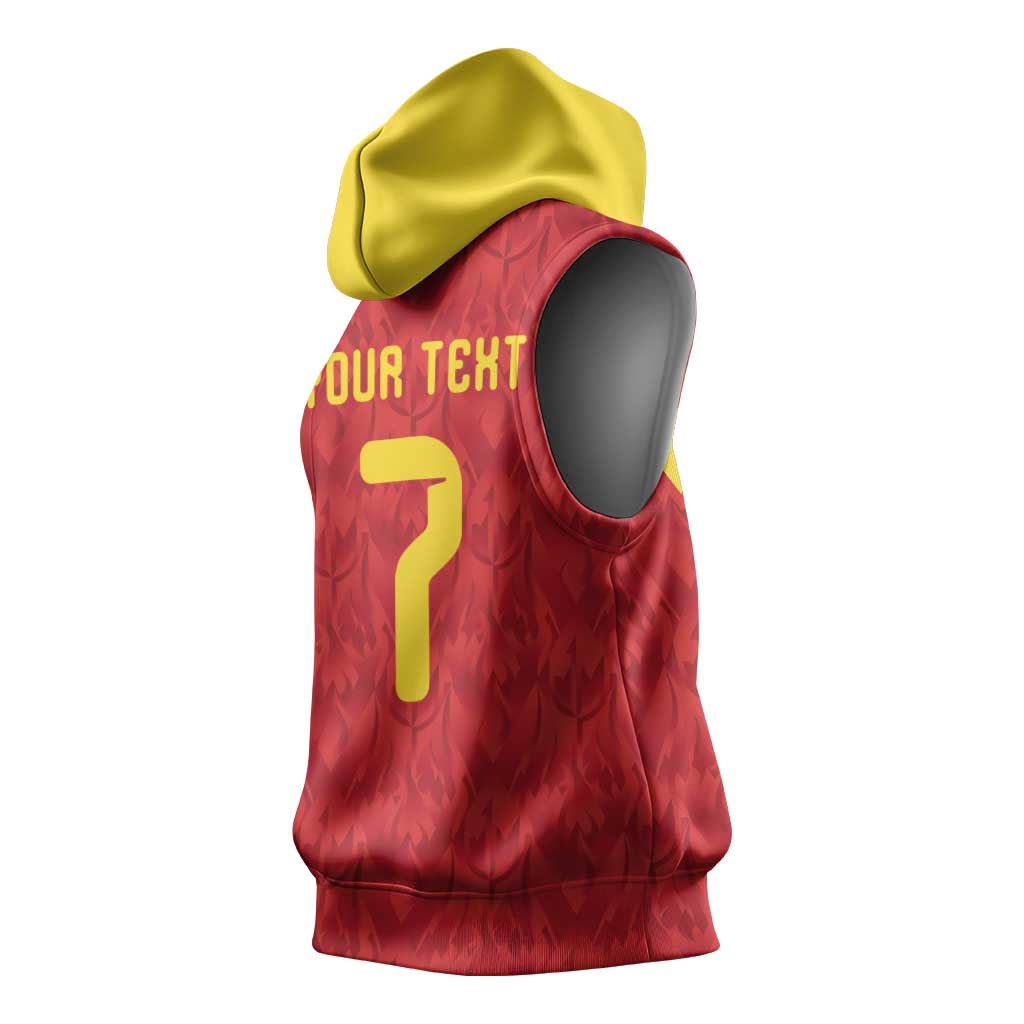 Custom Belgium Football Sleeveless Hoodie Fiery Devil Motif
