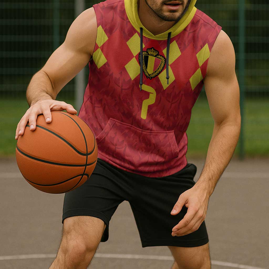 Custom Belgium Football Sleeveless Hoodie Fiery Devil Motif