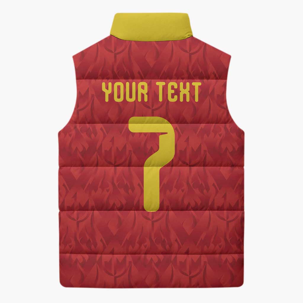 Custom Belgium Football Sleeveless Puffer Jacket Fiery Devil Motif