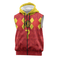 Custom Belgium Football Sleeveless Zip Hoodie Fiery Devil Motif