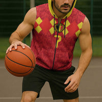 Custom Belgium Football Sleeveless Zip Hoodie Fiery Devil Motif