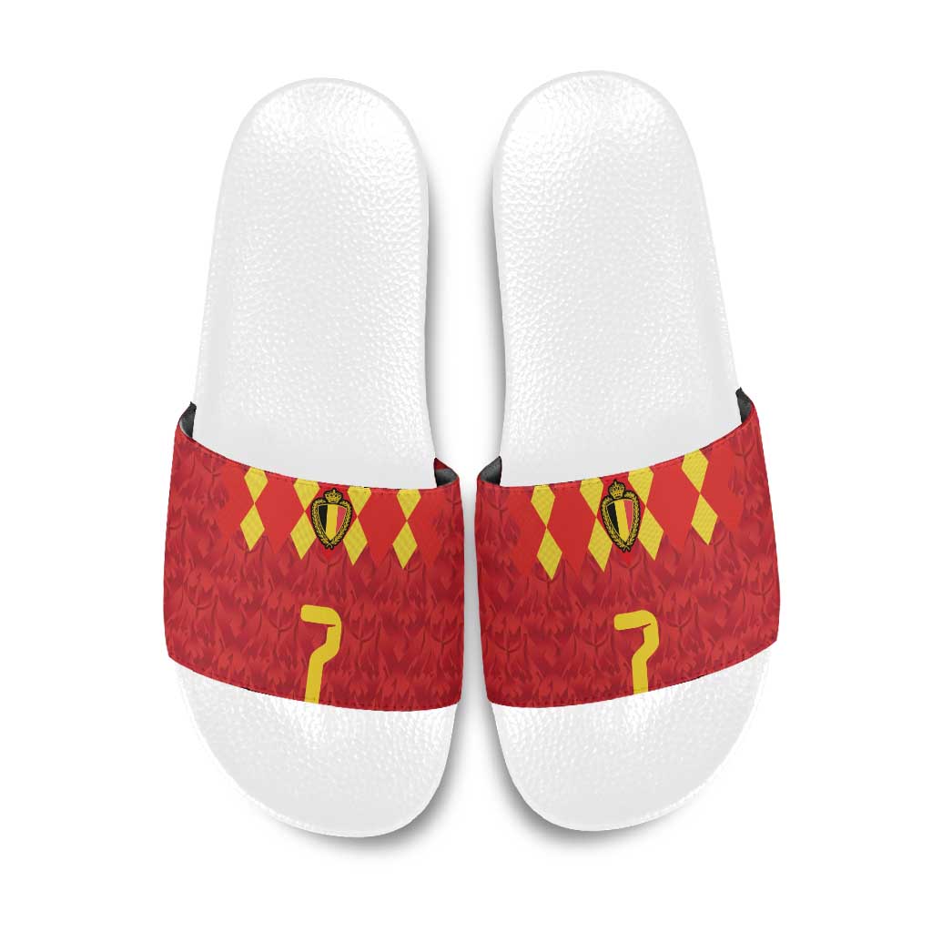 Custom Belgium Football Slide Sandals Fiery Devil Motif