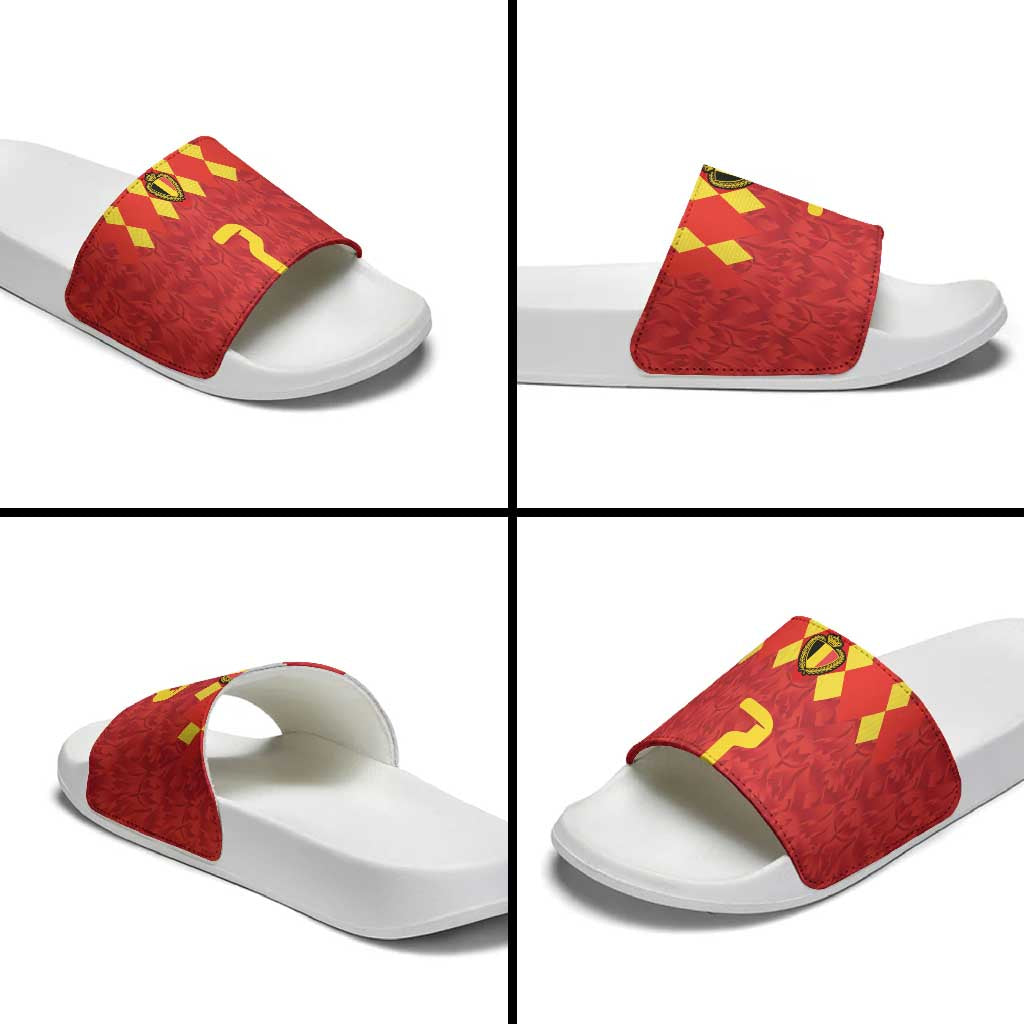 Custom Belgium Football Slide Sandals Fiery Devil Motif