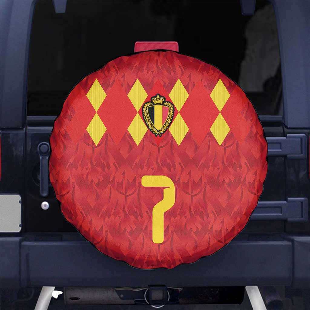 Custom Belgium Football Spare Tire Cover Fiery Devil Motif