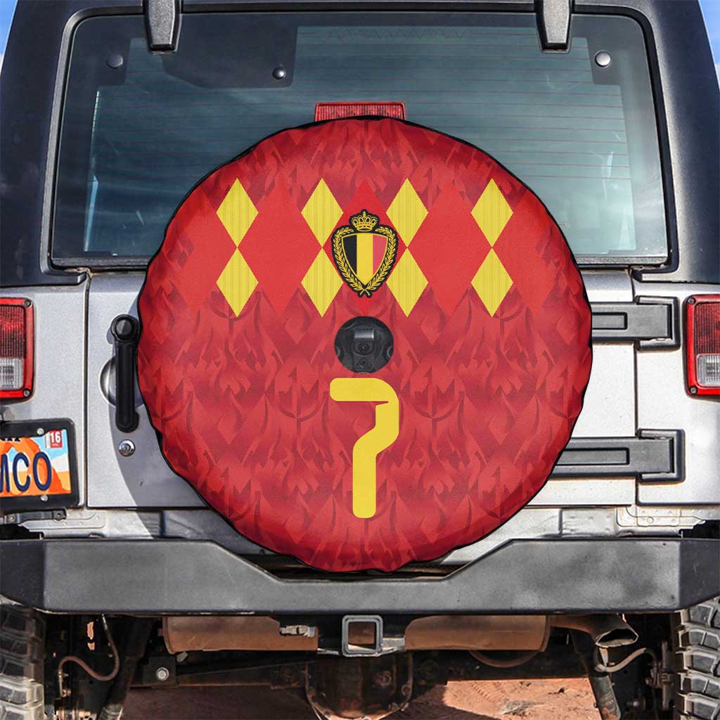 Custom Belgium Football Spare Tire Cover Fiery Devil Motif