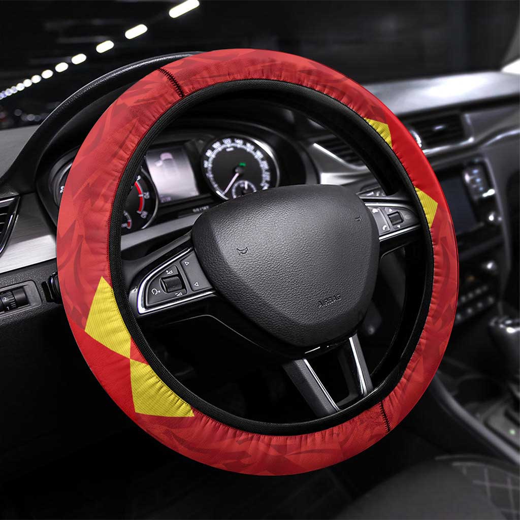 Belgium Football Steering Wheel Cover Fiery Devil Motif