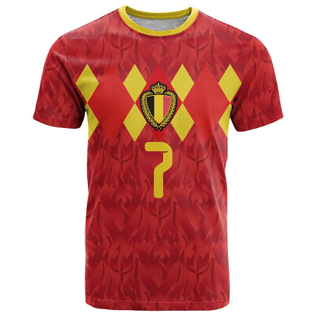 Custom Belgium Football T Shirt Fiery Devil Motif