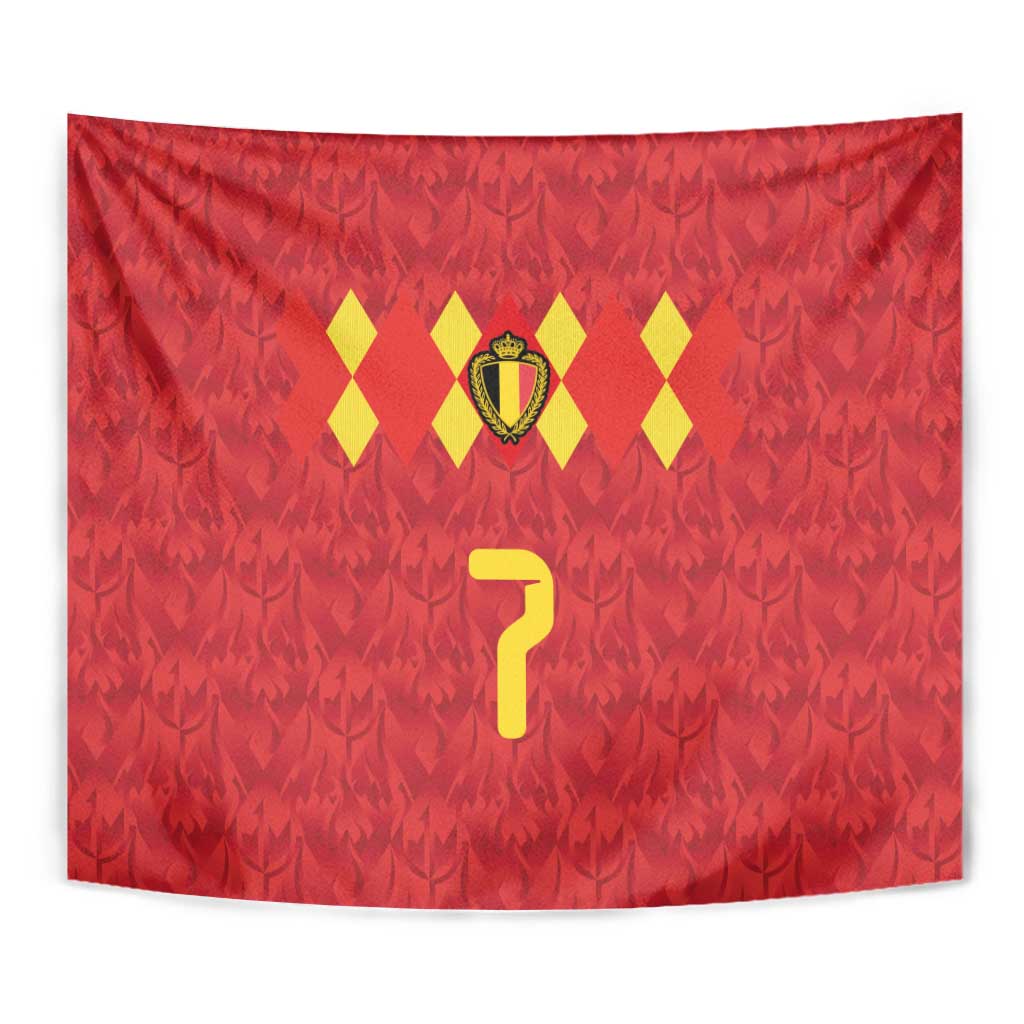 Custom Belgium Football Tapestry Fiery Devil Motif