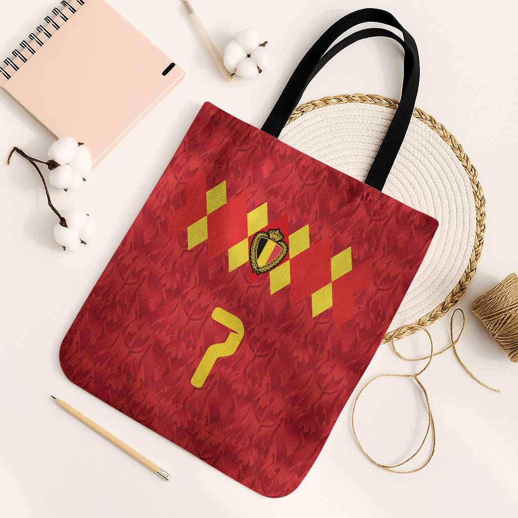 Custom Belgium Football Tote Bag Fiery Devil Motif