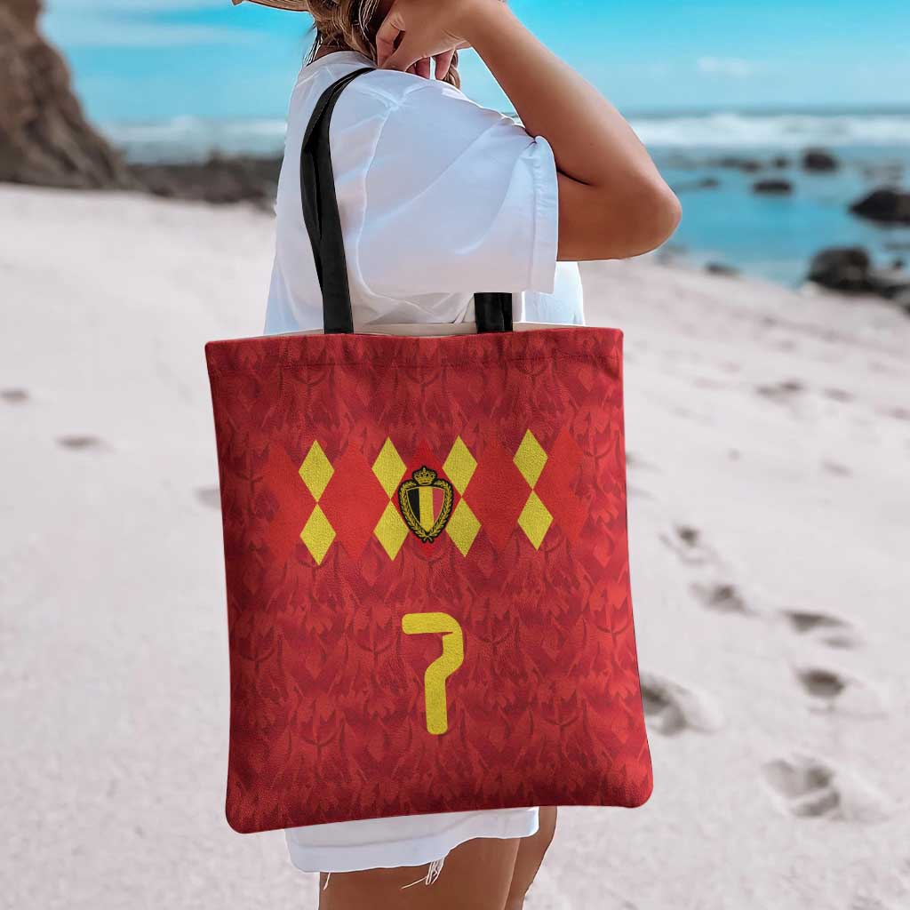Custom Belgium Football Tote Bag Fiery Devil Motif