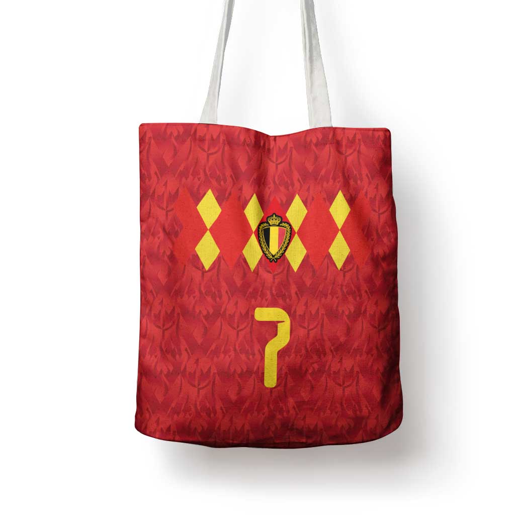 Custom Belgium Football Tote Bag Fiery Devil Motif