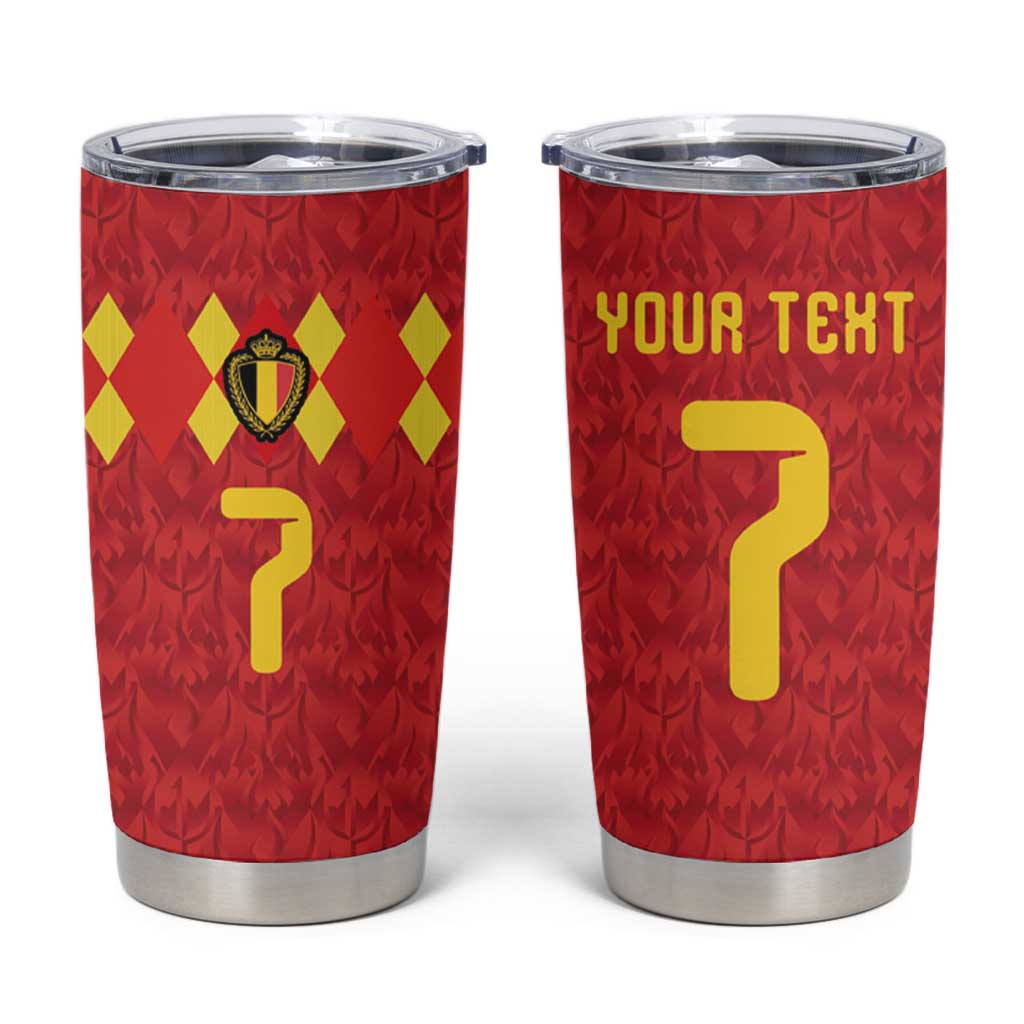 Custom Belgium Football Tumbler Cup Fiery Devil Motif