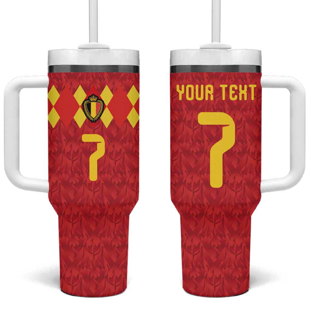 Custom Belgium Football Tumbler With Handle Fiery Devil Motif