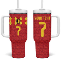 Custom Belgium Football Tumbler With Handle Fiery Devil Motif