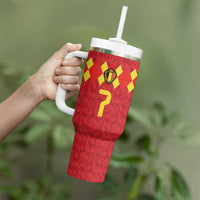 Custom Belgium Football Tumbler With Handle Fiery Devil Motif