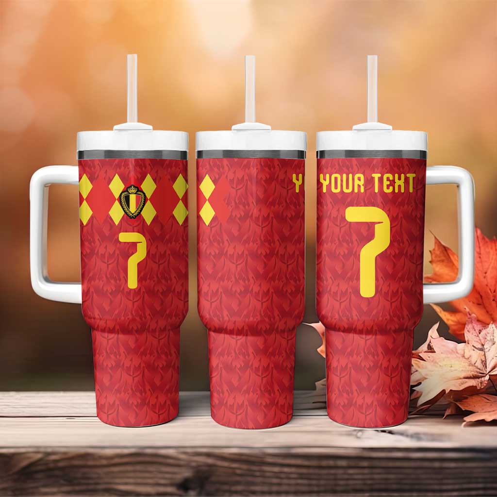 Custom Belgium Football Tumbler With Handle Fiery Devil Motif