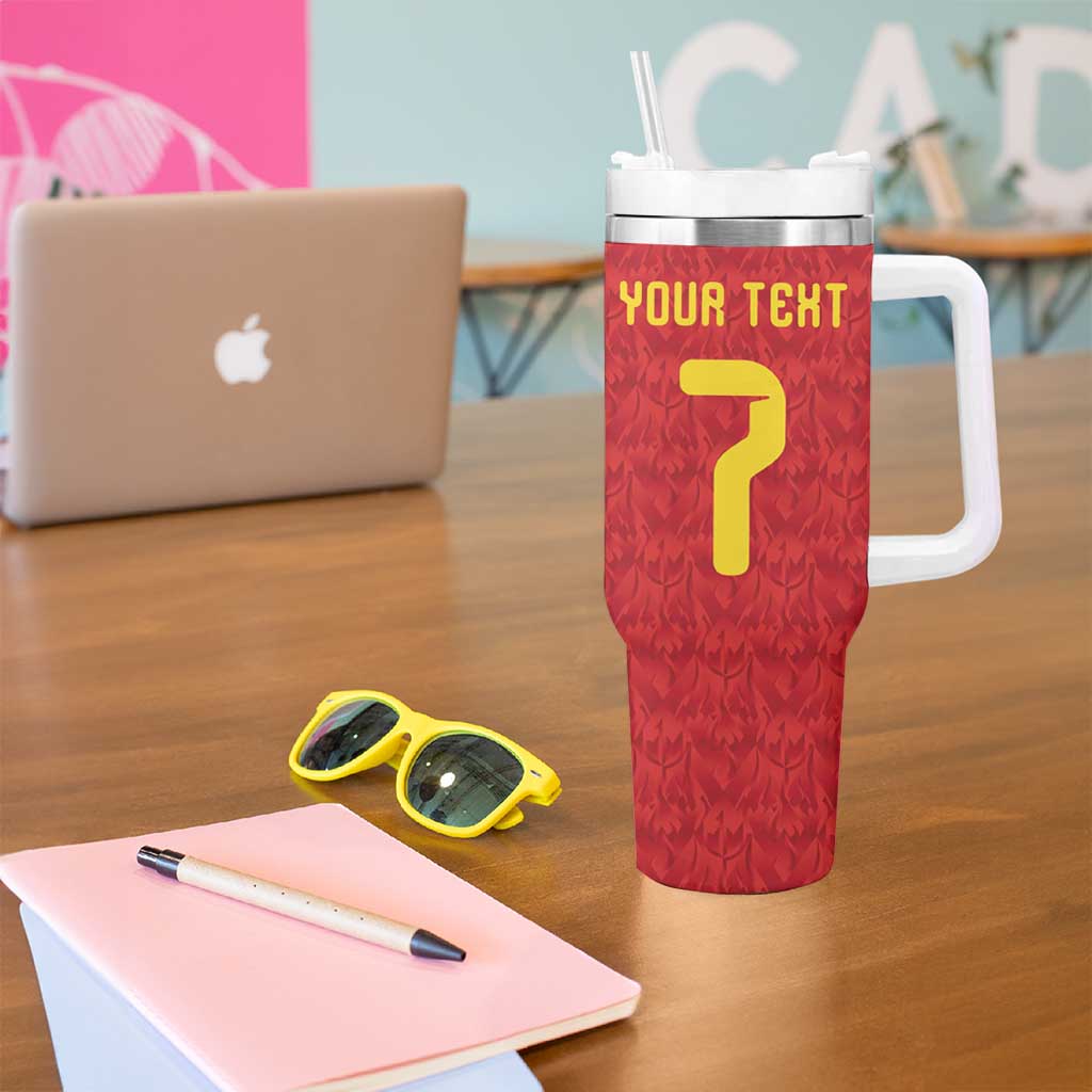 Custom Belgium Football Tumbler With Handle Fiery Devil Motif