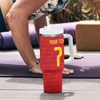 Custom Belgium Football Tumbler With Handle Fiery Devil Motif