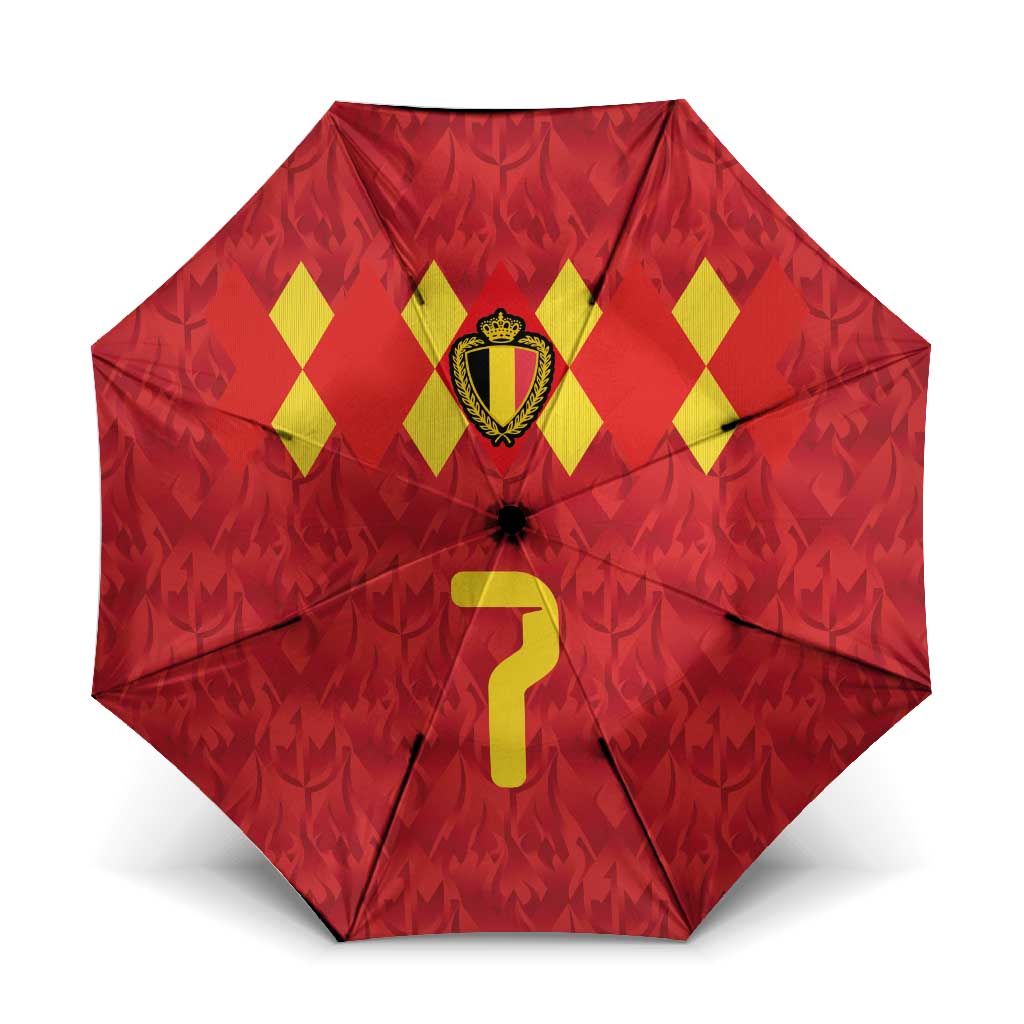 Custom Belgium Football Umbrella Fiery Devil Motif