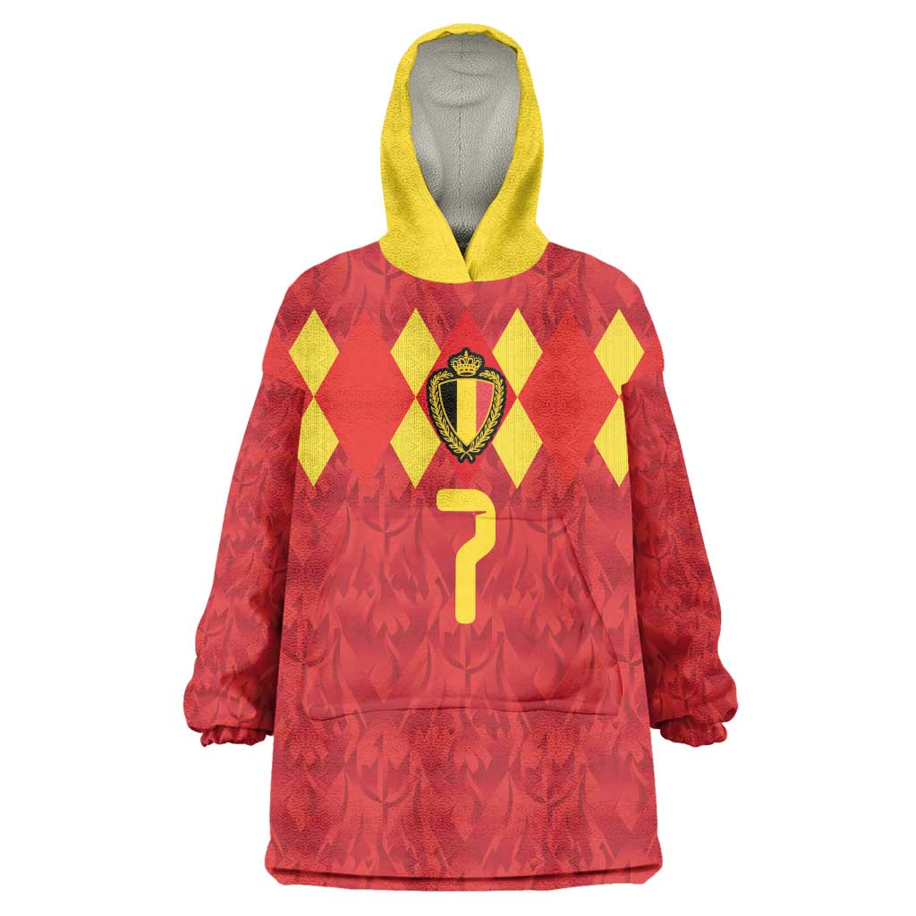 Custom Belgium Football Wearable Blanket Hoodie Fiery Devil Motif