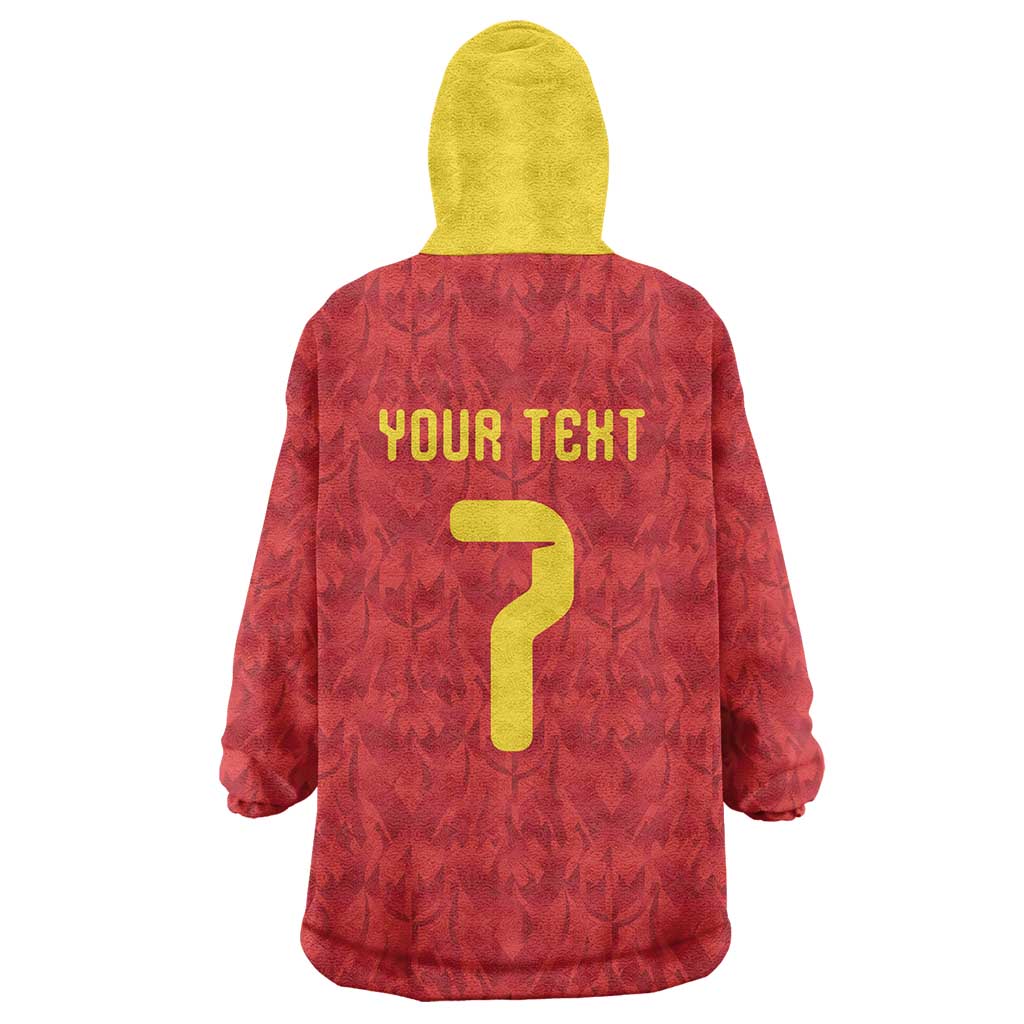 Custom Belgium Football Wearable Blanket Hoodie Fiery Devil Motif