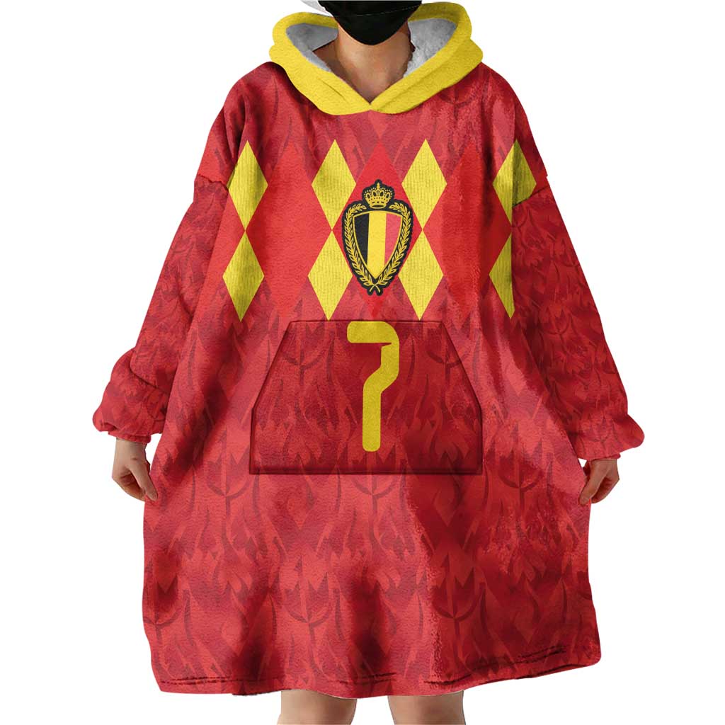 Custom Belgium Football Wearable Blanket Hoodie Fiery Devil Motif