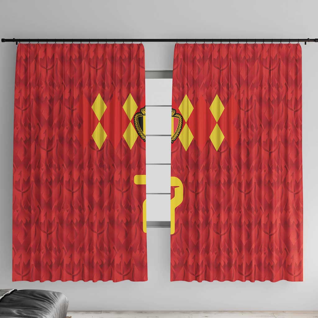 Custom Belgium Football Window Curtain Fiery Devil Motif