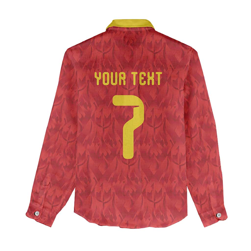 Custom Belgium Football Women Casual Shirt Fiery Devil Motif